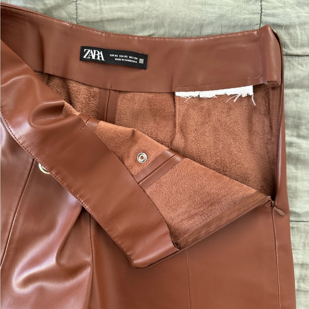 Zara Brown leather Shorts - Picture 15 of 16